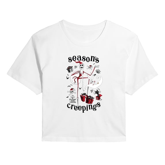 The Nightmare Before Christmas - Season's Creepings - Juniors Cropped Graphic T-Shirt