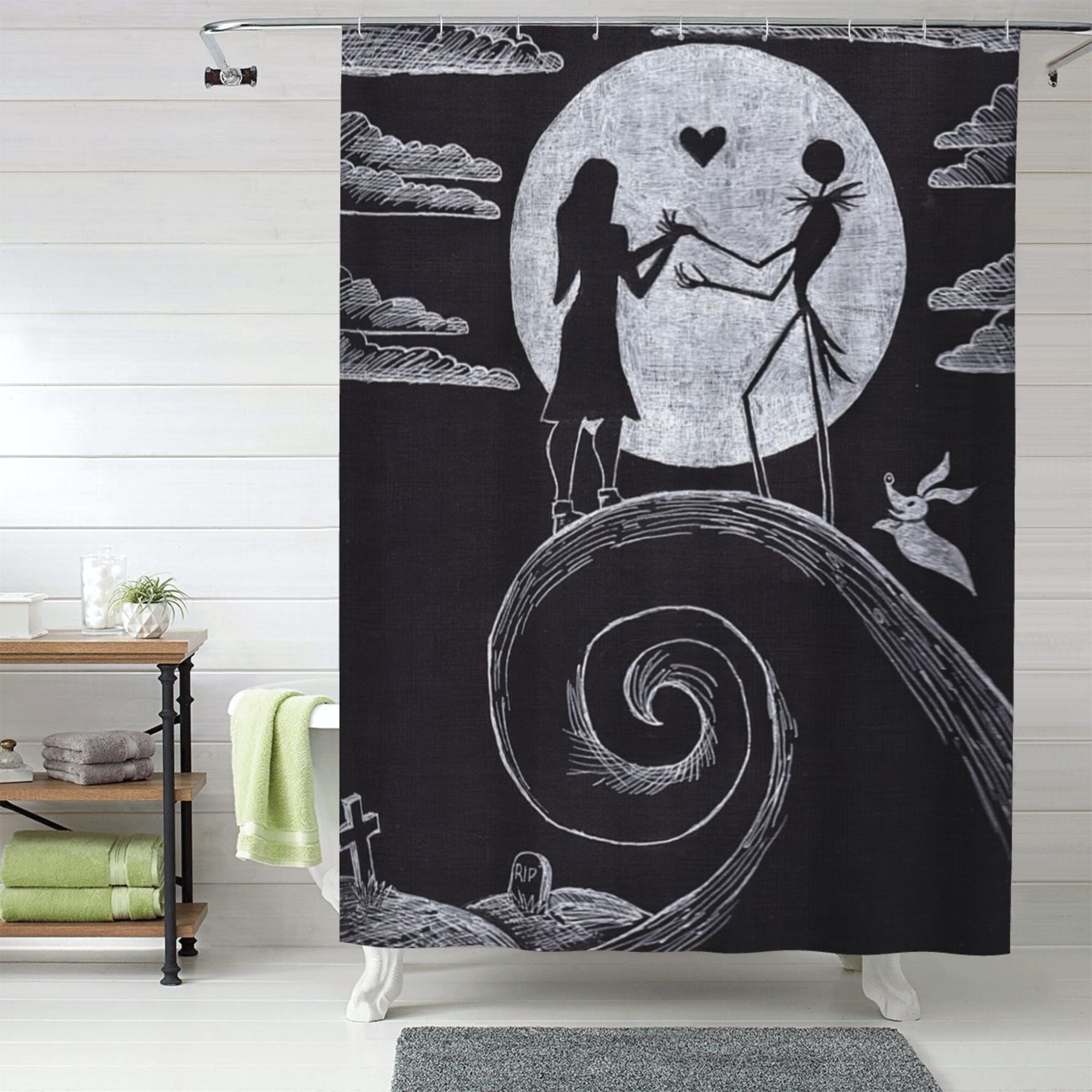The Nightmare Before Christmas Shower Curtain, 60 x 72 inch Waterproof Fabric Shower Curtains