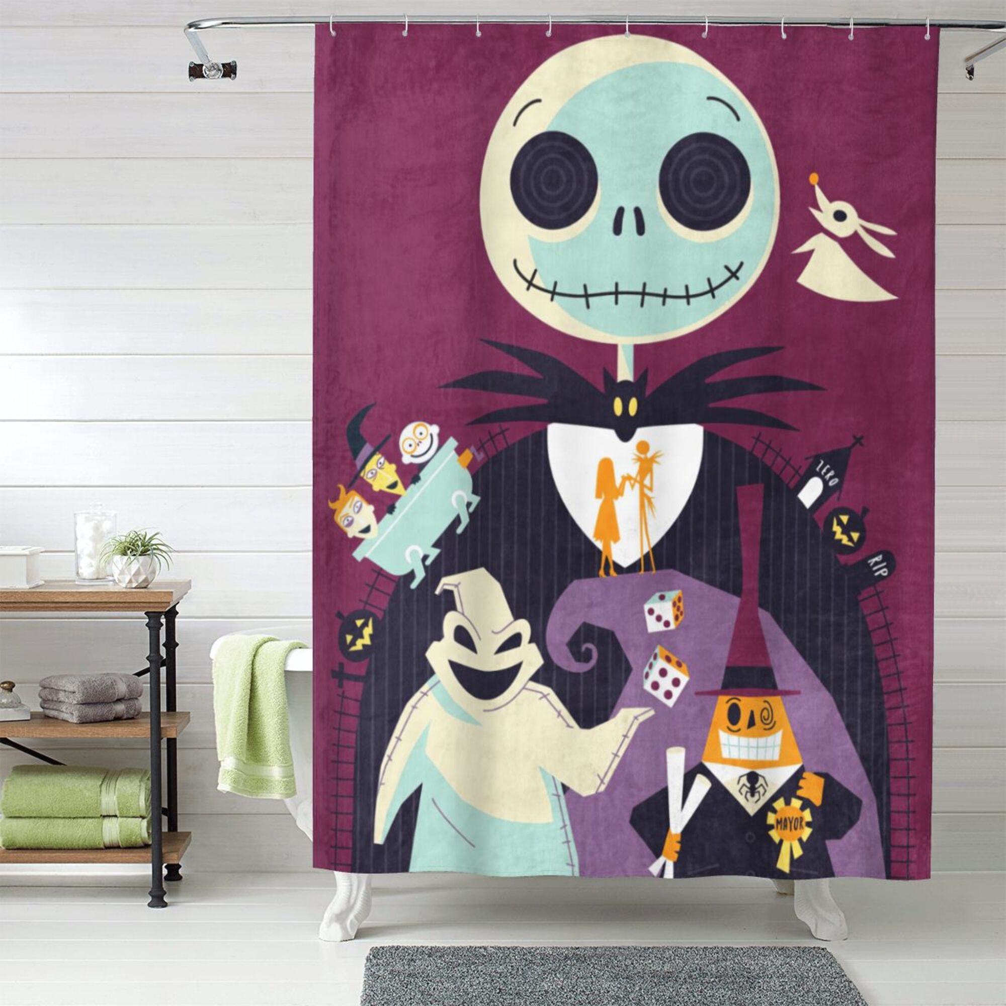 The Nightmare Before Christmas Shower Curtain, 60 x 72 inch Waterproof