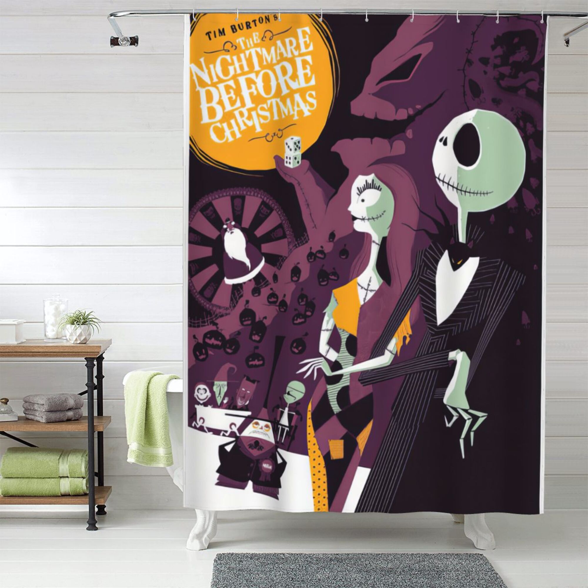 The Nightmare Before Christmas Shower Curtain, 60 x 72 inch Waterproof