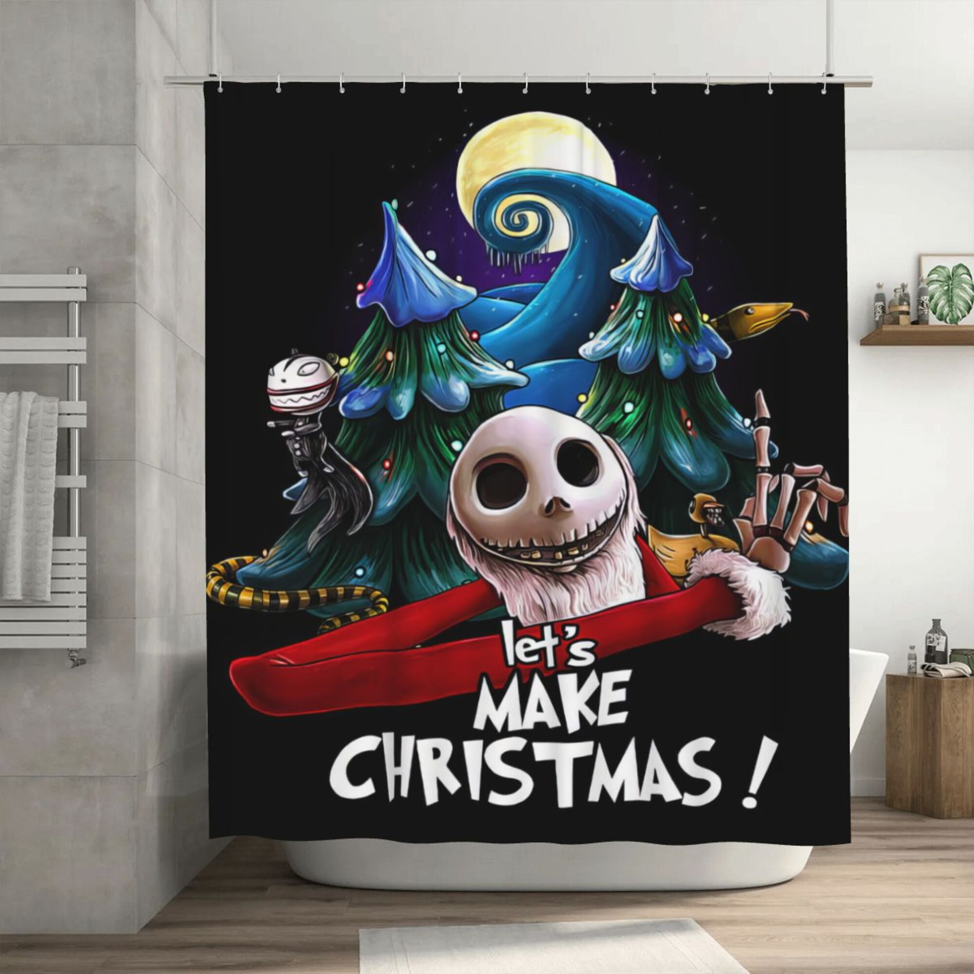 The Nightmare Before Christmas Shower Curtain, 72 x 72 inch Waterproof