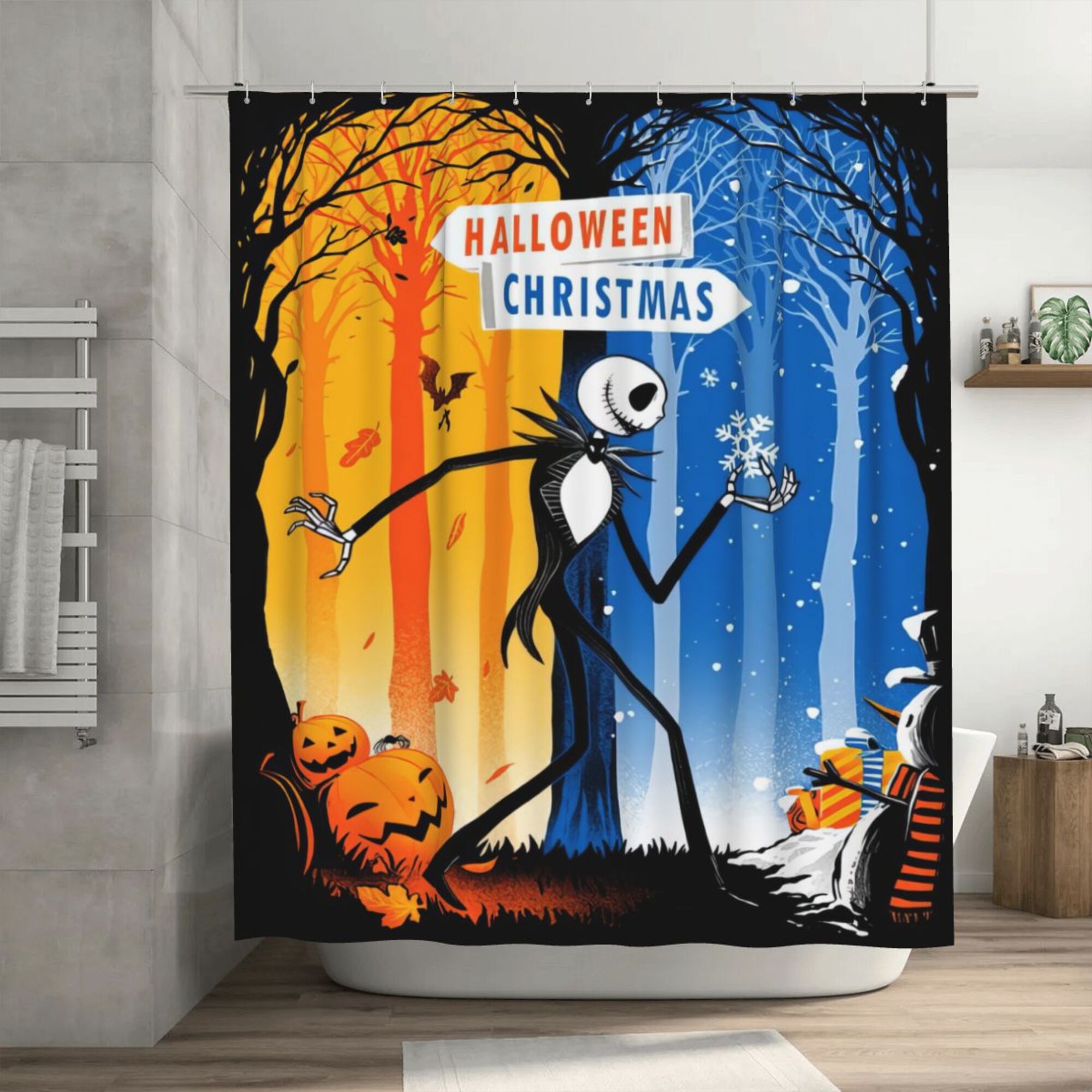 The Nightmare Before Christmas Shower Curtain, 72 x 72 inch Waterproof