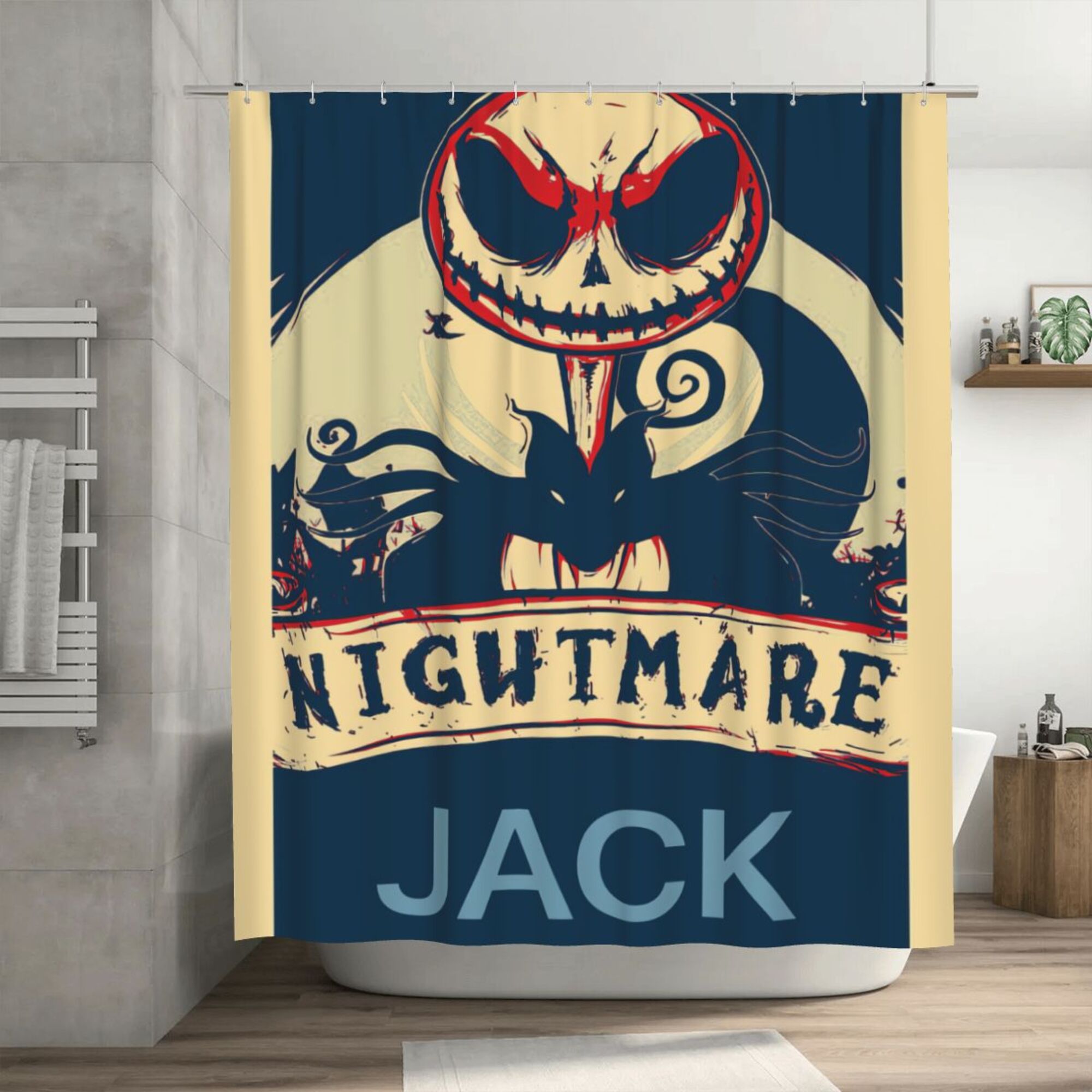 The Nightmare Before Christmas Shower Curtain, 72 x 72 inch Waterproof