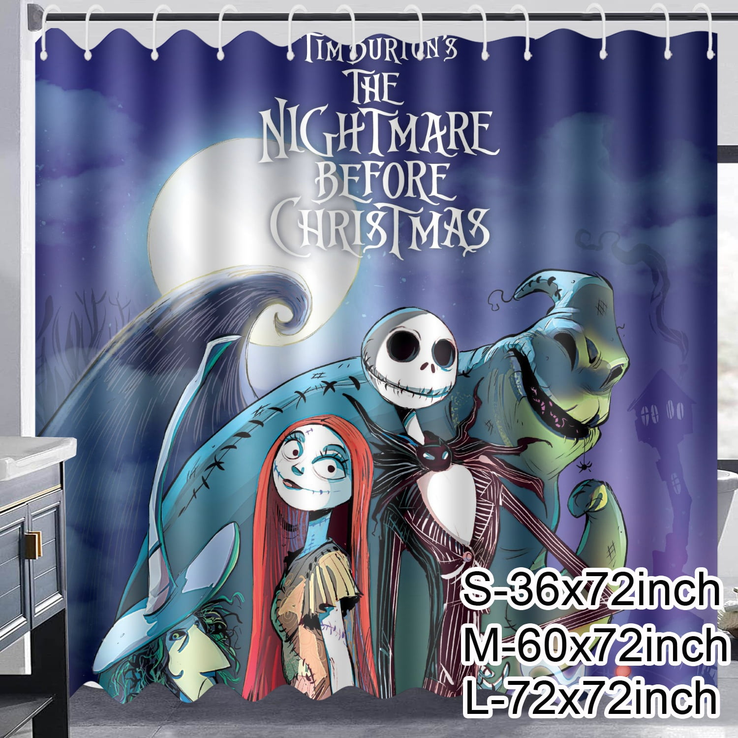 The Nightmare Before Christmas Shower Curtain Set for Winter Funny
