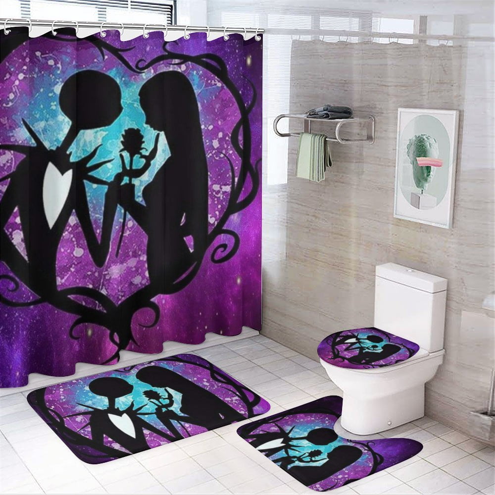 The Nightmare Before Christmas Shower Curtain Sets 4 Piece Bathroom Set ...