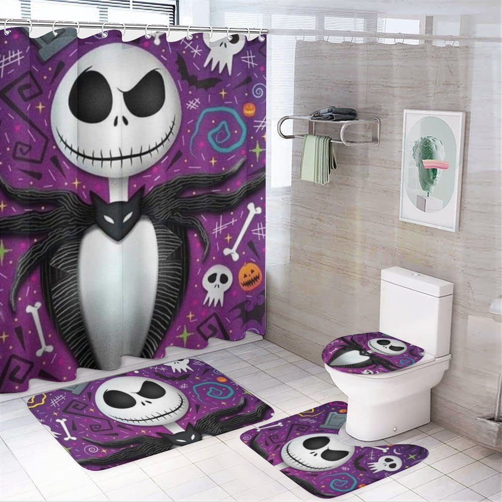 The Nightmare Before Christmas Shower Curtain Sets 4 Piece Bathroom Set ...