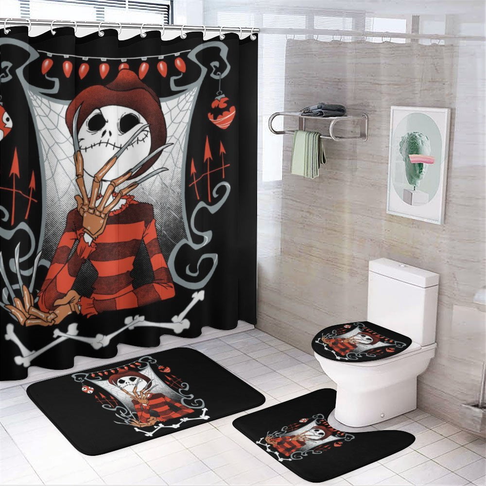 The Nightmare Before Christmas Shower Curtain Sets 4 Piece Bathroom Set
