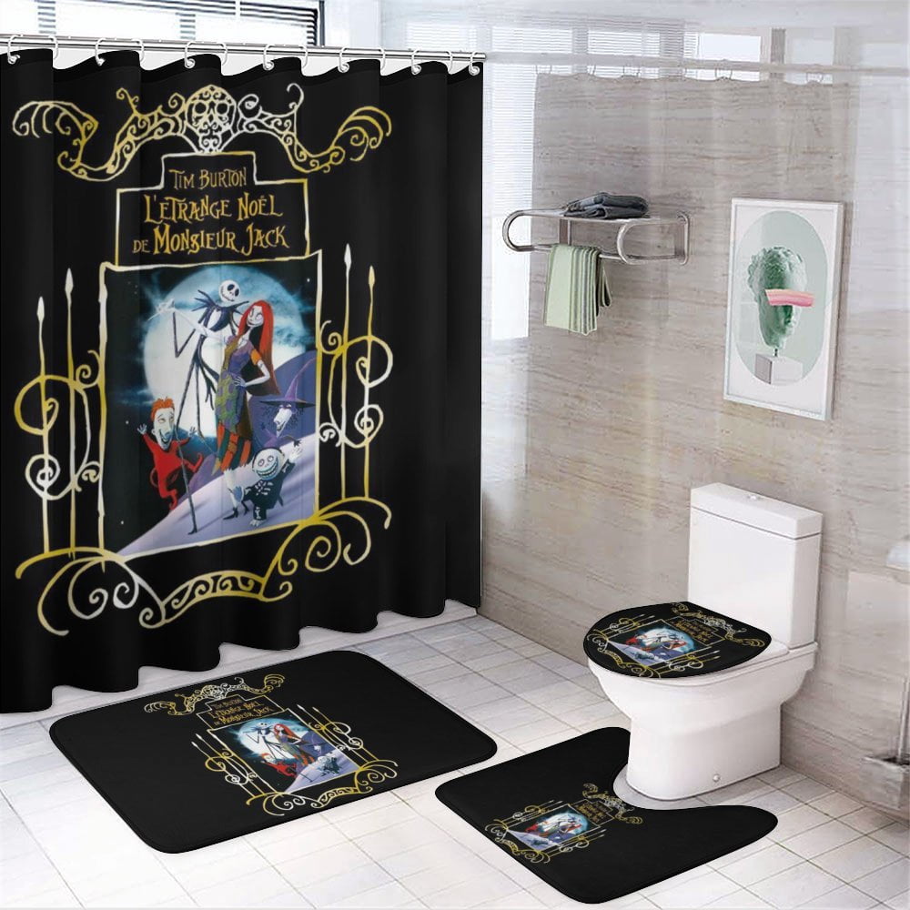 The Nightmare Before Christmas Shower Curtain Sets 4 Piece Bathroom Set