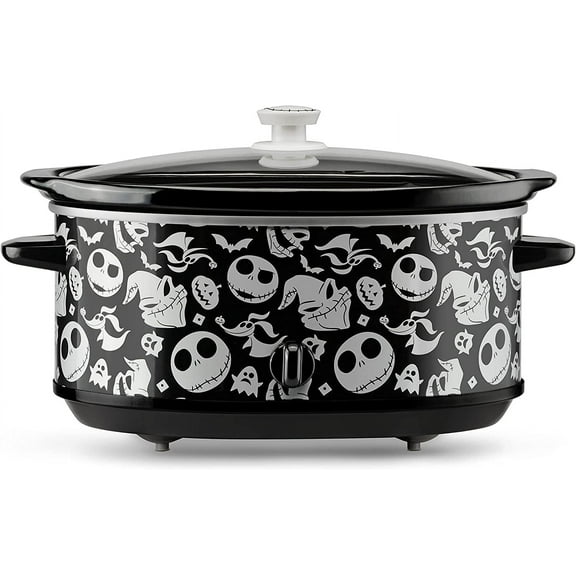 The Nightmare Before Christmas Slow Cooker - 7-Quart Kitchen Appliance - Removable & Dishwasher-Safe Stoneware Crock - Tempered Glass Lid