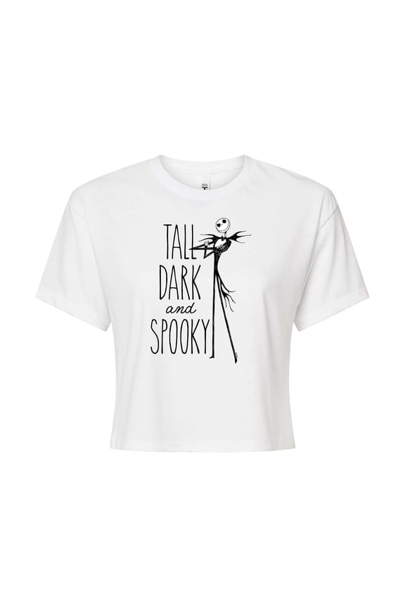 - Tall Dark and Spooky - Juniors Cropped Cotton Blend T-Shirt