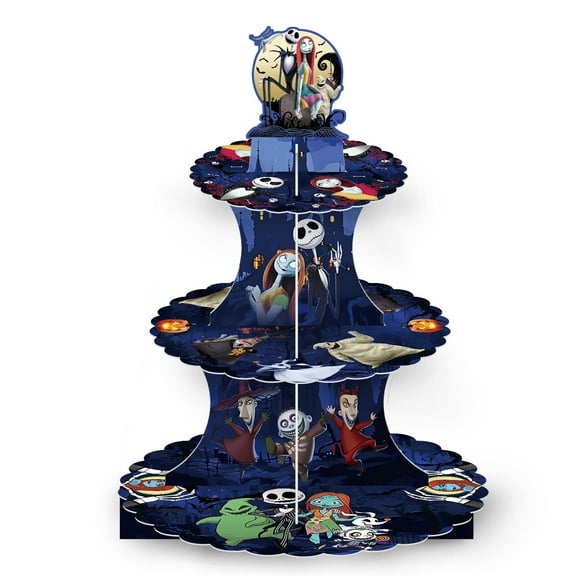 The Nightmare Before Christmas Themed 3-Tier Dessert Cupcake StandCake Decorative Serving Tray Stand Cardboard Cupcake Tower for Party Decorations