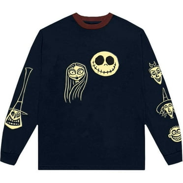 The Nightmare Before Christmas Unisex Long Sleeve T-Shirt: Faces AOP (Embellished) (Small)