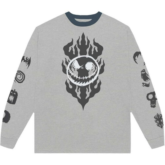 The Nightmare Before Christmas Unisex Long Sleeve T-Shirt: Flaming Jack (Embellished) (Small)