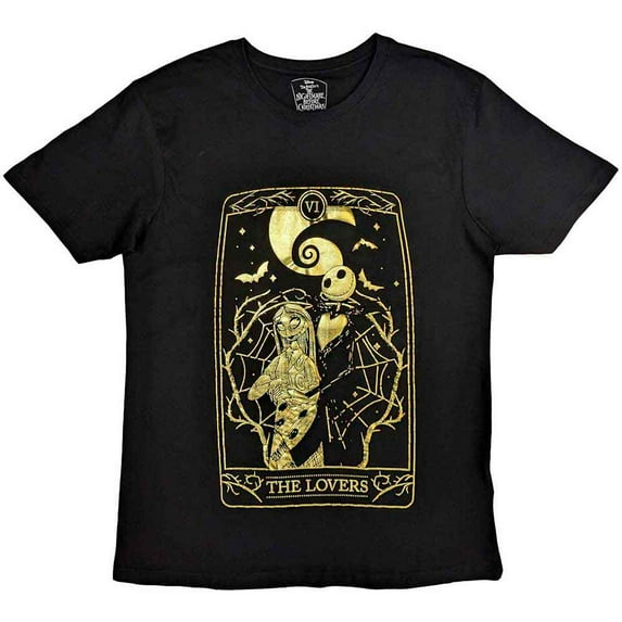 The Nightmare Before Christmas Unisex T-Shirt: Jack & Sally Lovers (Embellished) (X-Large)