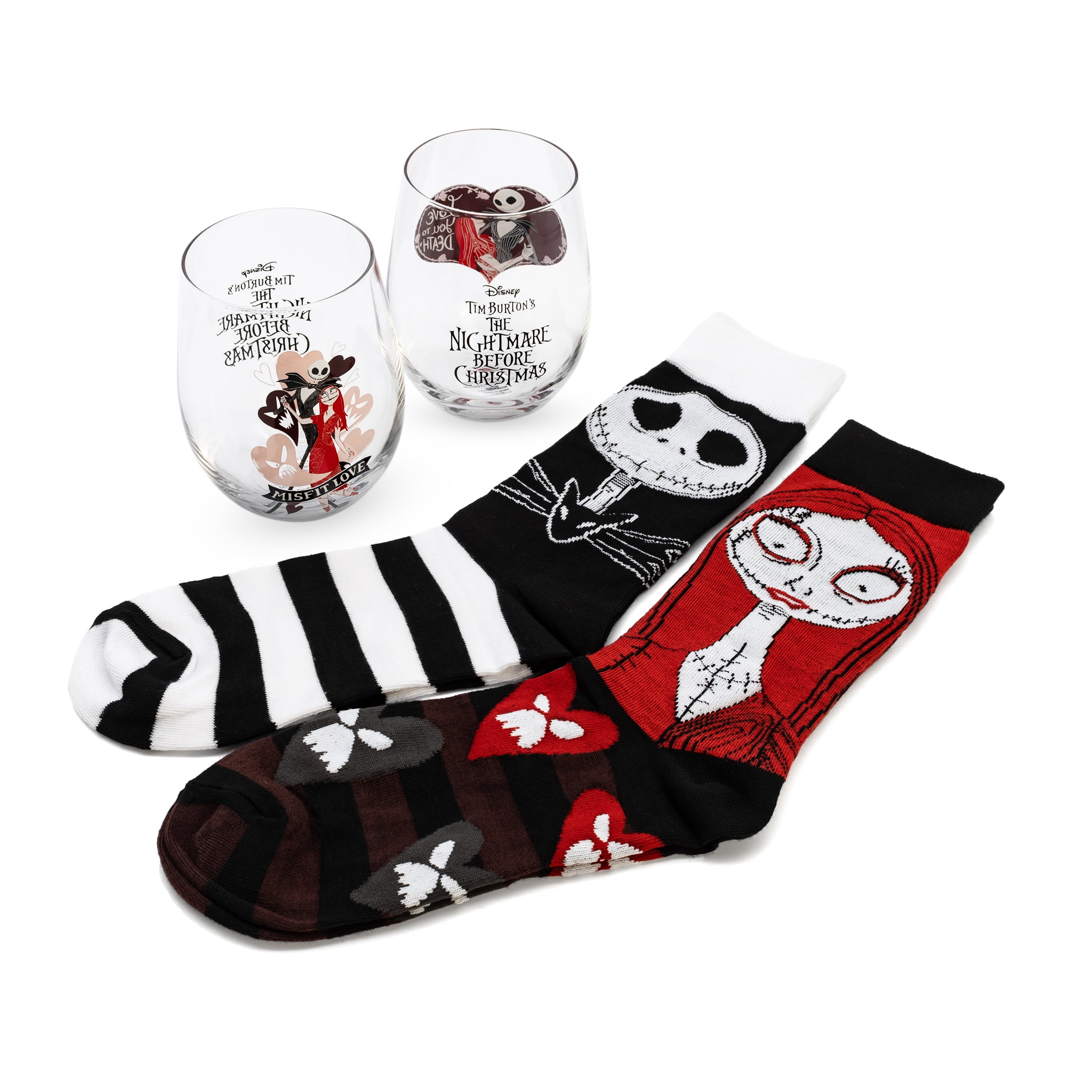 The Nightmare Before Christmas Valentine's Day Sock and Wine Set 