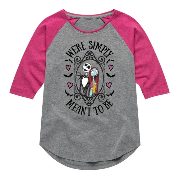 The Nightmare Before Christmas - We're Simply Meant To Be - Toddler And Youth Girls Raglan Graphic T-Shirt