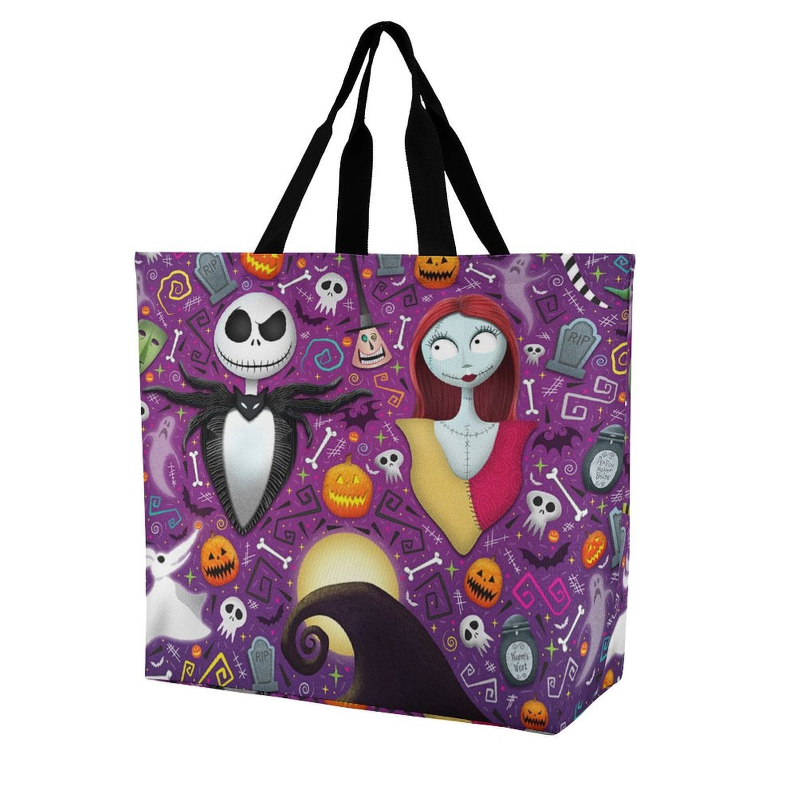 GXVUIS Spooky Season Canvas Tote Bag - Bat Design Reusable Grocery Bag For Halloween & Fall