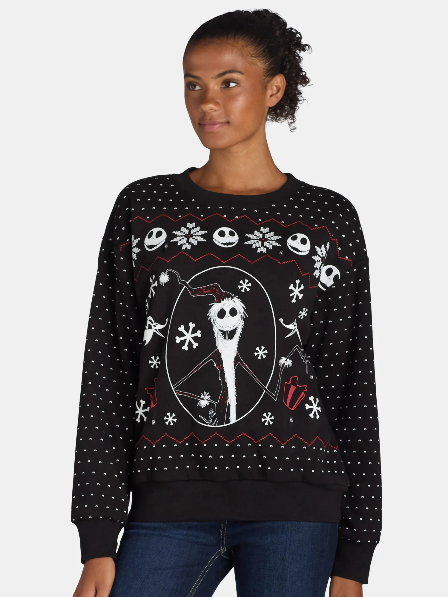 Nightmare Before Christmas Light Up Sweatshirt, Womens
