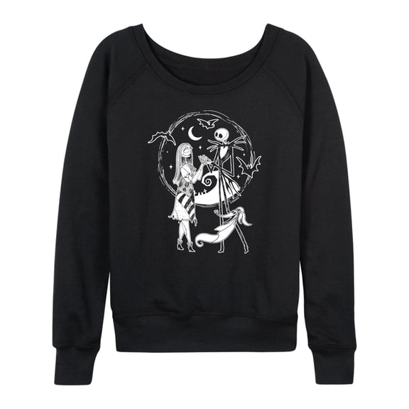 The Nightmare Before Christmas - Women's Lightweight French Terry Wide Neck Long Sleeve Graphic Shirt