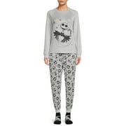 DISNEY The Nightmare Before Christmas Women's and Women's Plus Long Sleeve Top and Pants, 3-Piece Gift Set