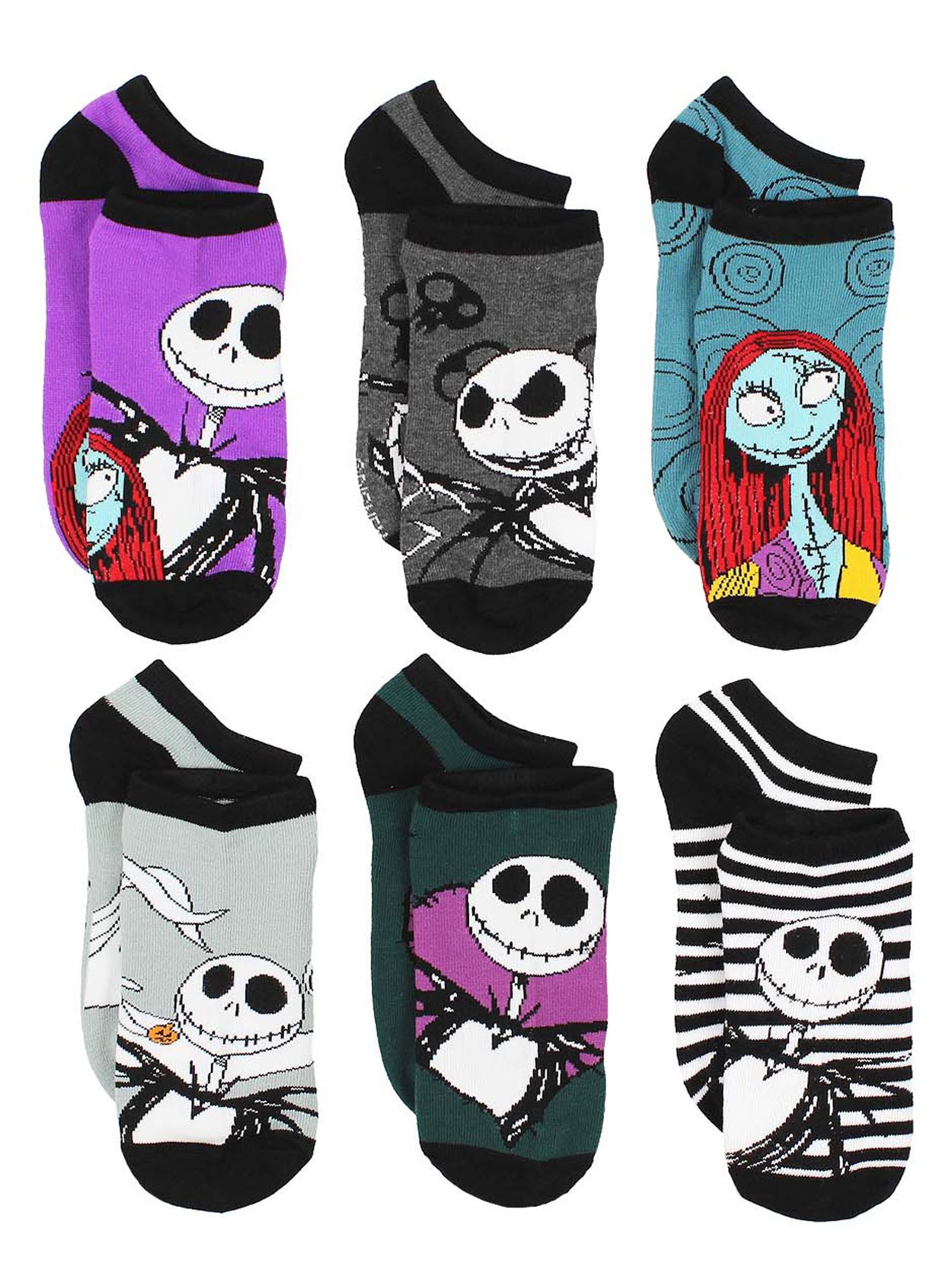 The Nightmare Before Christmas Womens 6 Pack No Show Socks NB047XNS - image 1 of 7