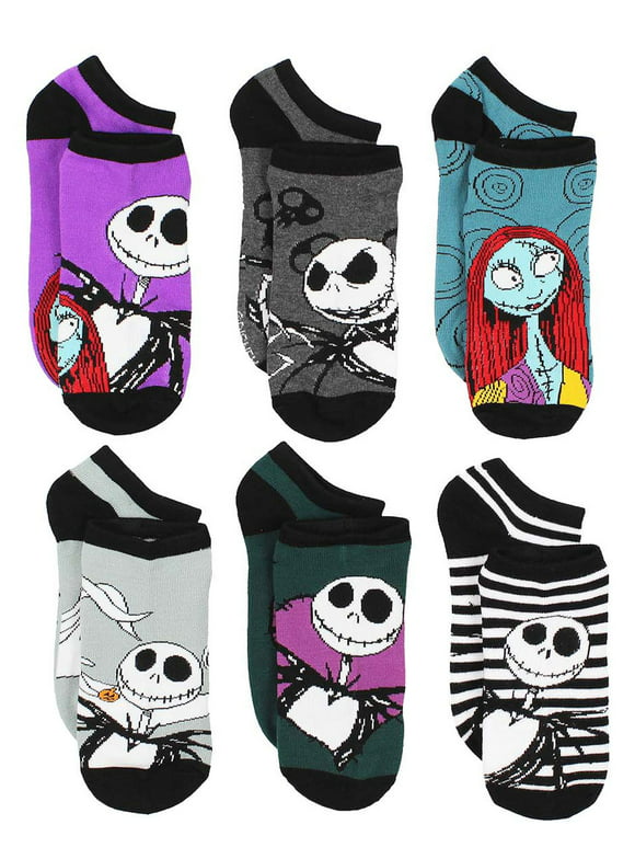 The Nightmare Before Christmas Womens 6 Pack No Show Socks NB047XNS