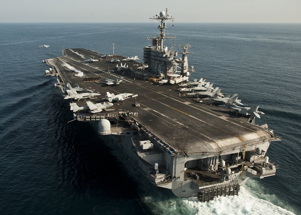 The Nimitz-class aircraft carrier USS John C Stennis transits the Arabian Sea Canvas Art - Stocktrek Images (34 x 24)