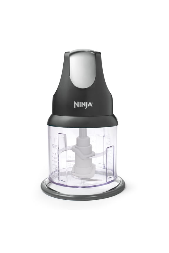 Food Chopper 2-Cup, One-Touch Pulse, Splash Guard & Storage Lid, Compact Kitchen, NJ100 Gray
