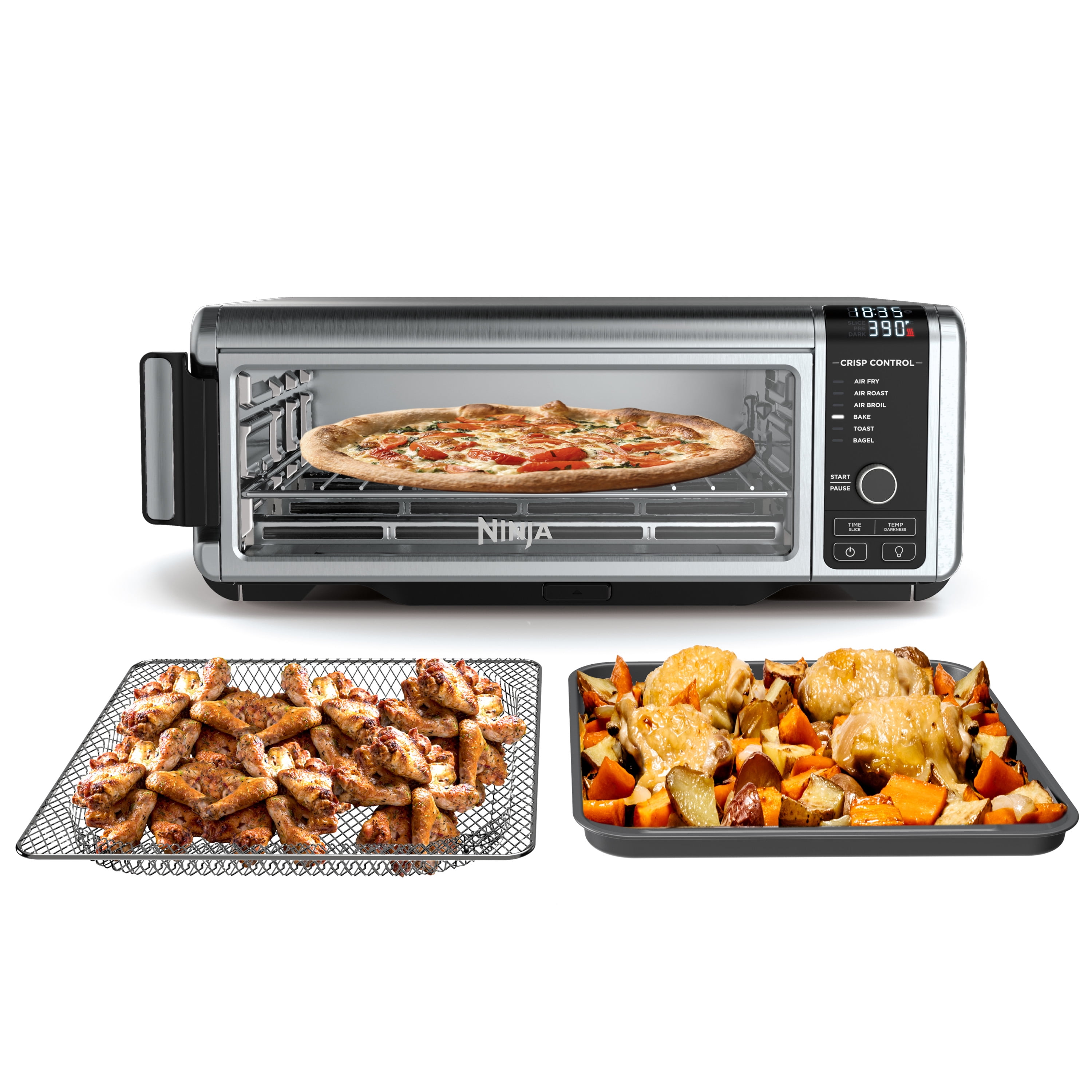 The Ninja® Foodi™ Digital Air Fry Oven, Convection Oven, Toaster, Air Fryer, Flip-Away for Storage, 1800 watts, Stainless Steel, SP100