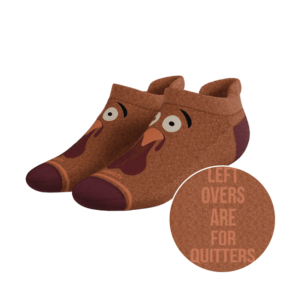 The No Leftovers - Shinesty Thanksgiving Turkey Heel Hammock Ankle Socks Medium