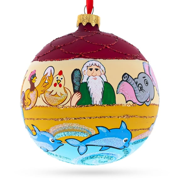 The Noah's Ark Glass Ball Christmas Ornament 4 Inches