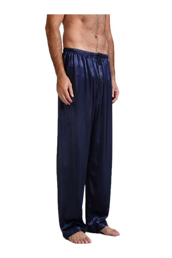 Mens Silk Satin Pajamas Pyjamas Pants Sleep Bottoms Nightwear Sleepwear Trousers