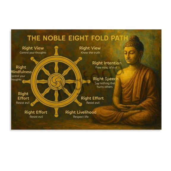 The Noble Eight Fold Path Poster Buddha Noble Truths Poster Canvas Historical Figures Canvas Art Wall Decorations for Living Rooms And Bedrooms