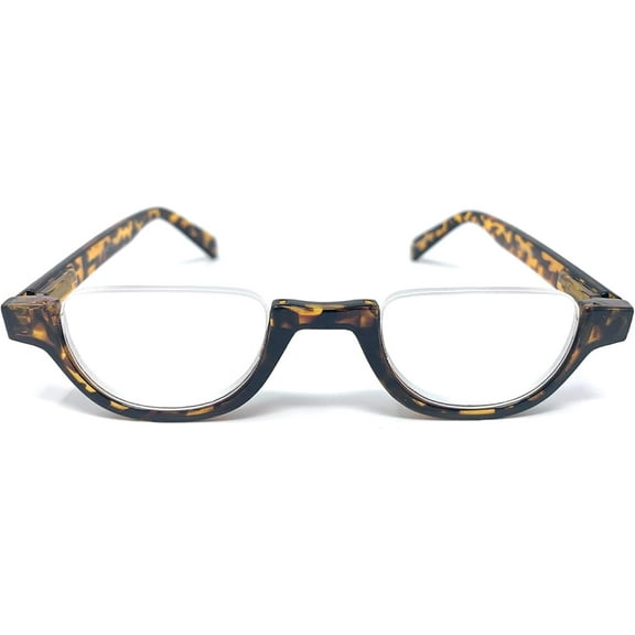 The Noble Semi-Rimless Half Reader Half Moon Reading Glasses, 2.00 Yellow Tortoise
