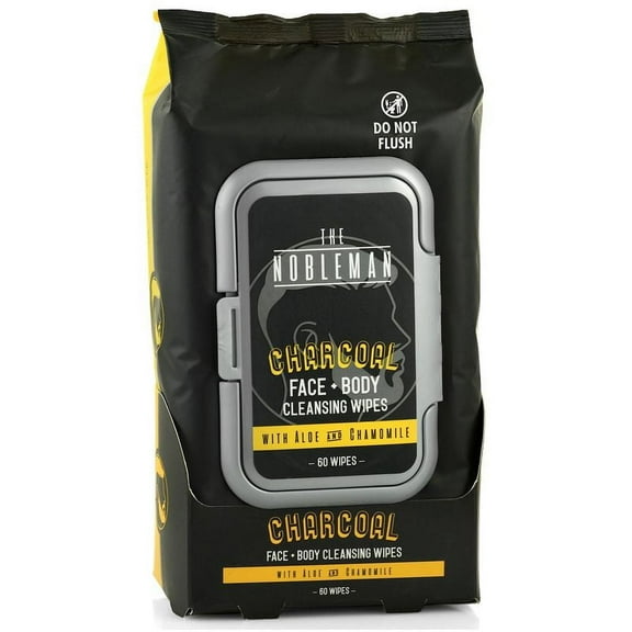 The Nobleman Charcoal Face and Body Wipes 60 ct