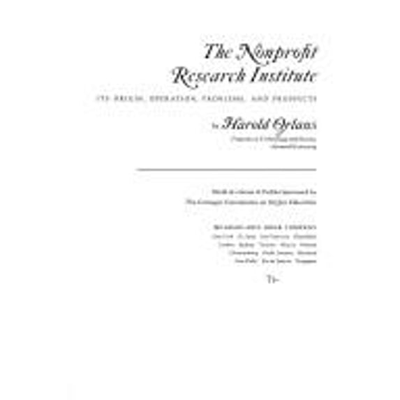 Pre-Owned The Nonprofit Research Institute (Hardcover) 9780070100404
