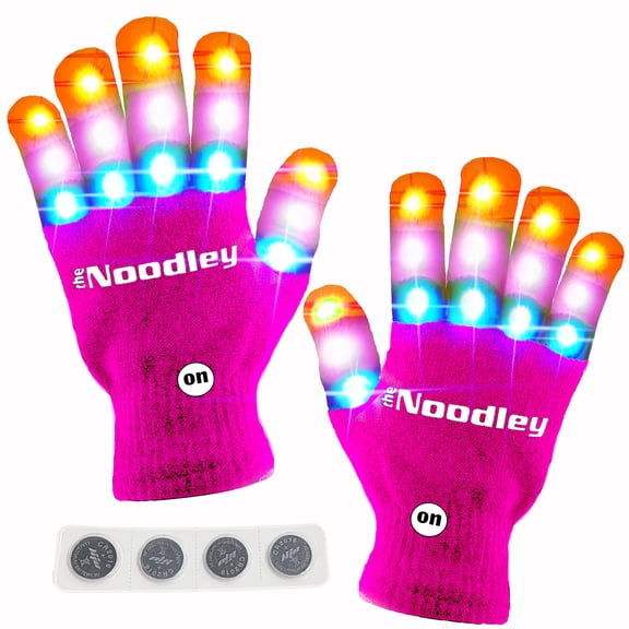 The Noodley LED Gloves for Kids Light Up Toy Costume Accessory for Children, Teens, Boys & Girls