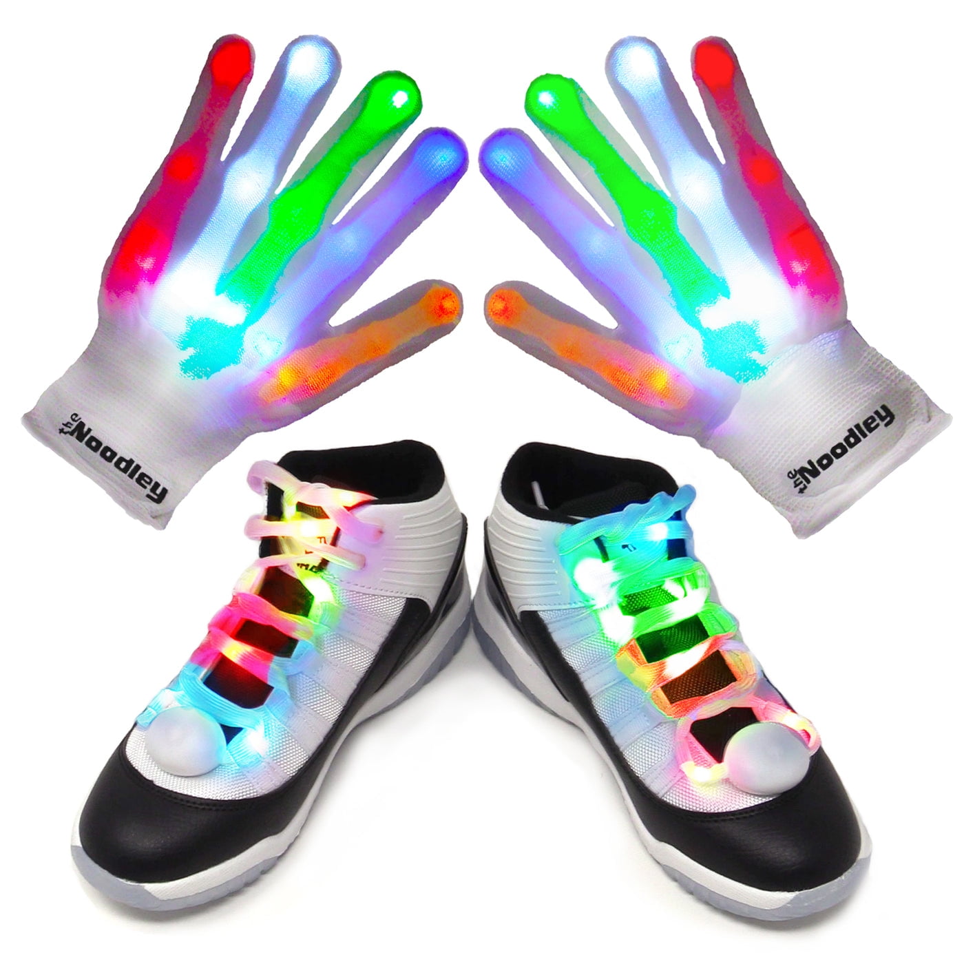 The Noodley LED Gloves for Kids and Light Up Shoelaces Set Gift Toys