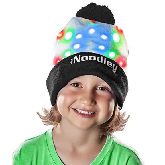 LED Flashing Light Up Beanie Hat Cool Stuff Gifts for Boys Girls Glow in the Dark (One Size)(CR2016) by The Noodley