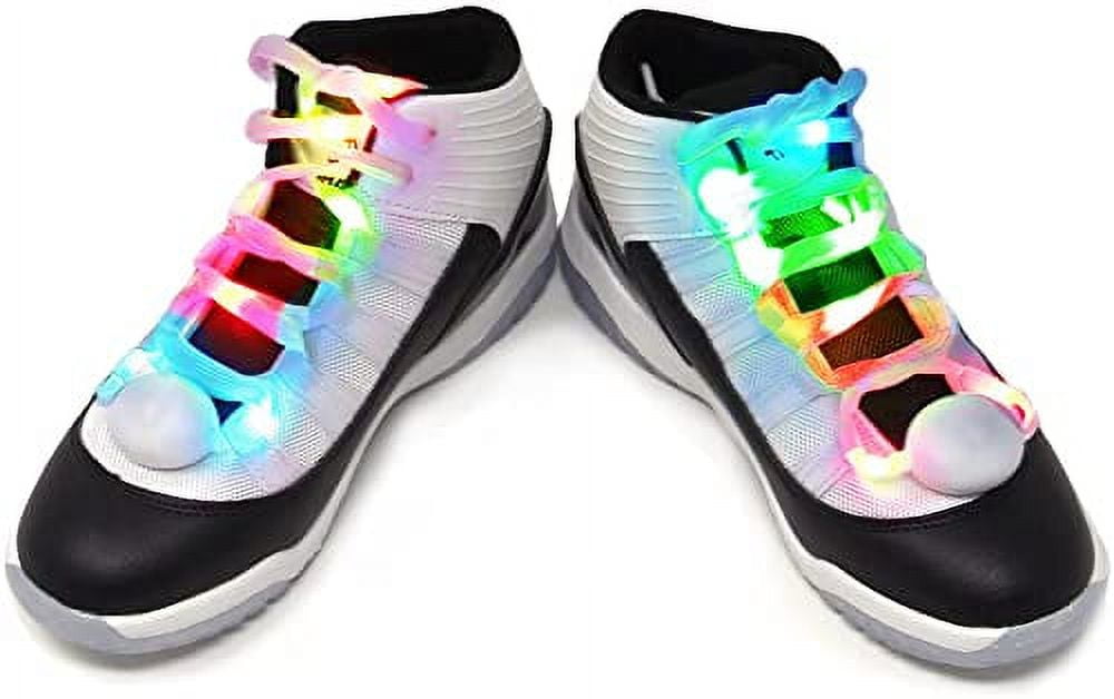 The Noodley LED Light up Shoe Laces Flashing Glow in the Dark White ...