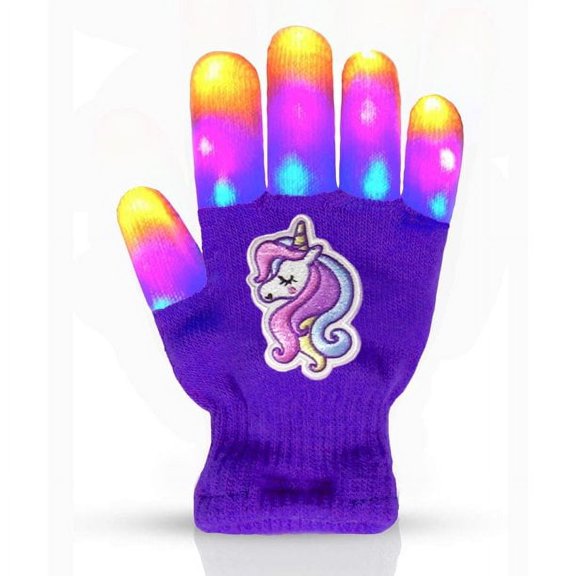 The Noodley Unicorn LED Light Gloves Party Gift Toy, Purple, Medium