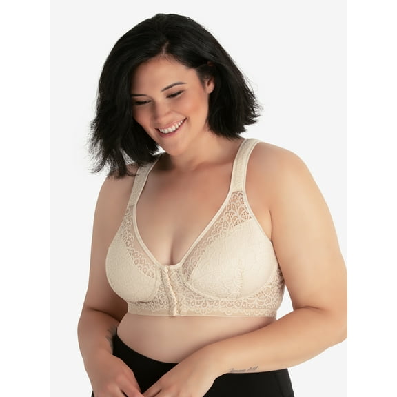 Leading Lady, The Nora, Support Back Posture Bra, Front Close, Lace Bra, Wireless, Lightly Padded, Mesh Back (Women's & Women's Plus)