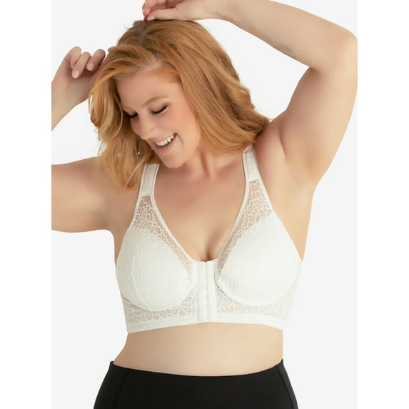 Leading Lady, The Nora, Support Back Posture Bra, Front Close, Lace Bra, Wireless, Lightly Padded, Mesh Back (Women's & Women's Plus)