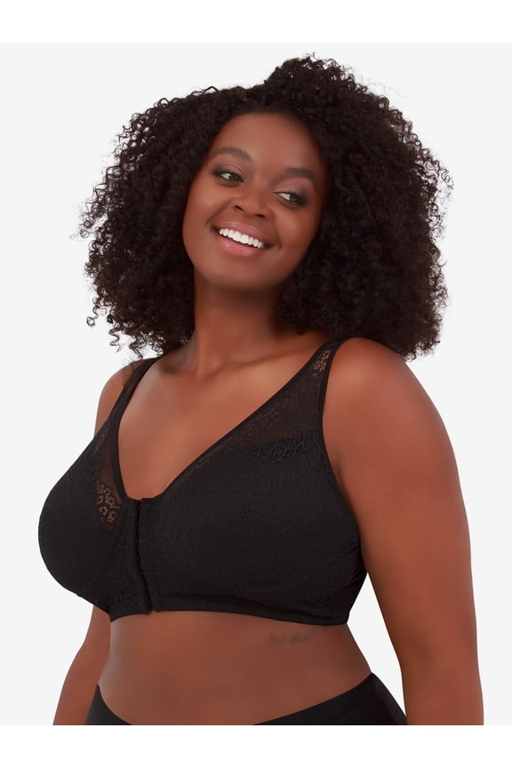, The Nora, Support Back Posture Bra, Front Close, Lace Bra, Wireless, Lightly Padded, Mesh Back (Women's & Women's Plus)