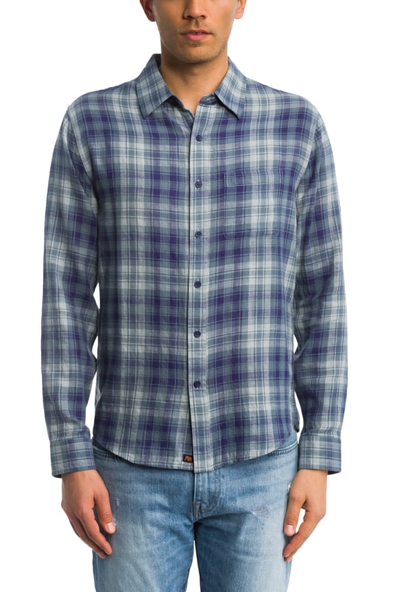 NAVY PLAID Skipper Lightweight Twill Shirt, US X-Large