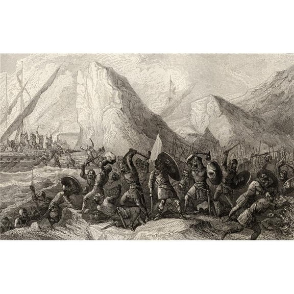 The Normans Are Destroyed On The Galician Coasts Spain in 969 Poster Print - 19 x 12