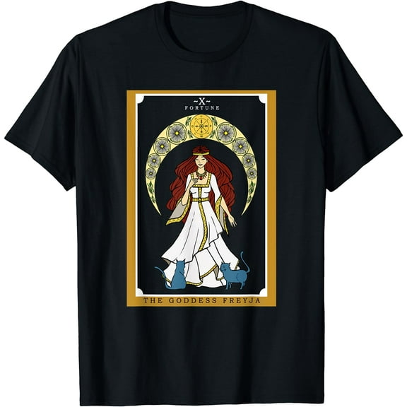The Norse Goddess Freyja Tarot Card Pagan Cat Wiccan Witchy T-Shirt