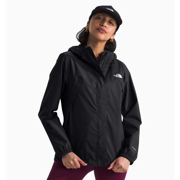 The North Face Antora Rain Jacket Women's Large Black Waterproof Hooded APP2819