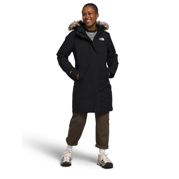 The North Face Arctic Parka Jacket Women Medium Black Long Sleeve Hooded SGN1612