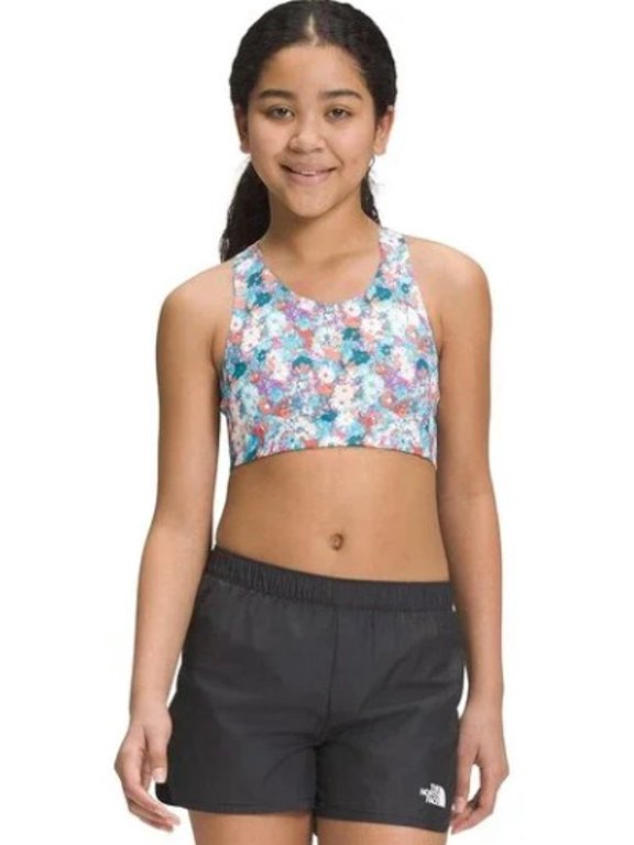 Big Girls Sports Bralette, Scuba Blue Wild Daisy Print, XXL (18-20)